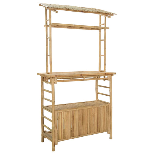 Outdoor Bar Table with Storage Natural 110 x 50 x 210 cm Bamboo