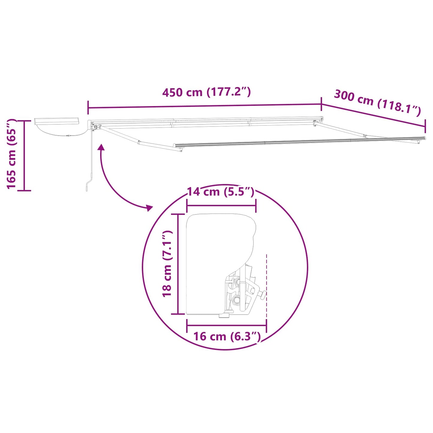 Electric Retractable Awning Frame Anthracite 4.5 x 3 m Steel