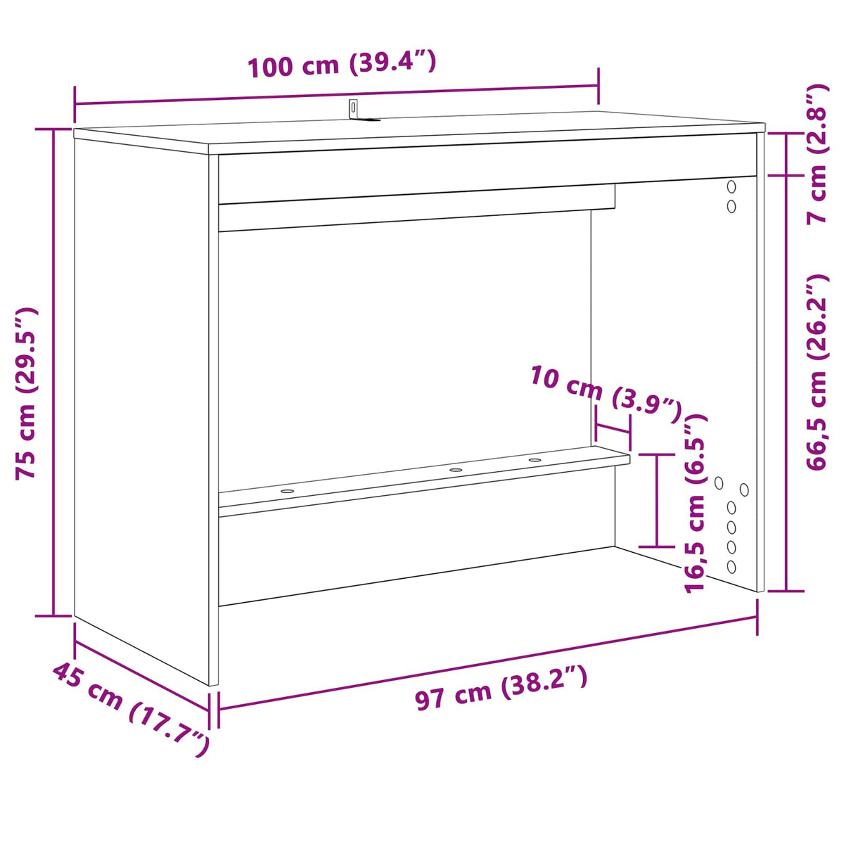 Bed Desk Black Oak Engineered Wood 100 x 45 x 75 cm
