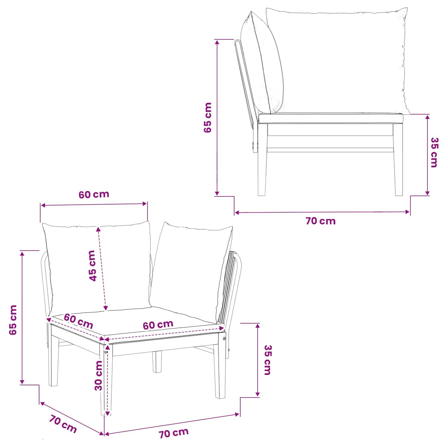 Garden Corner Sofa with Cushions Solid Acacia Wood & Rope