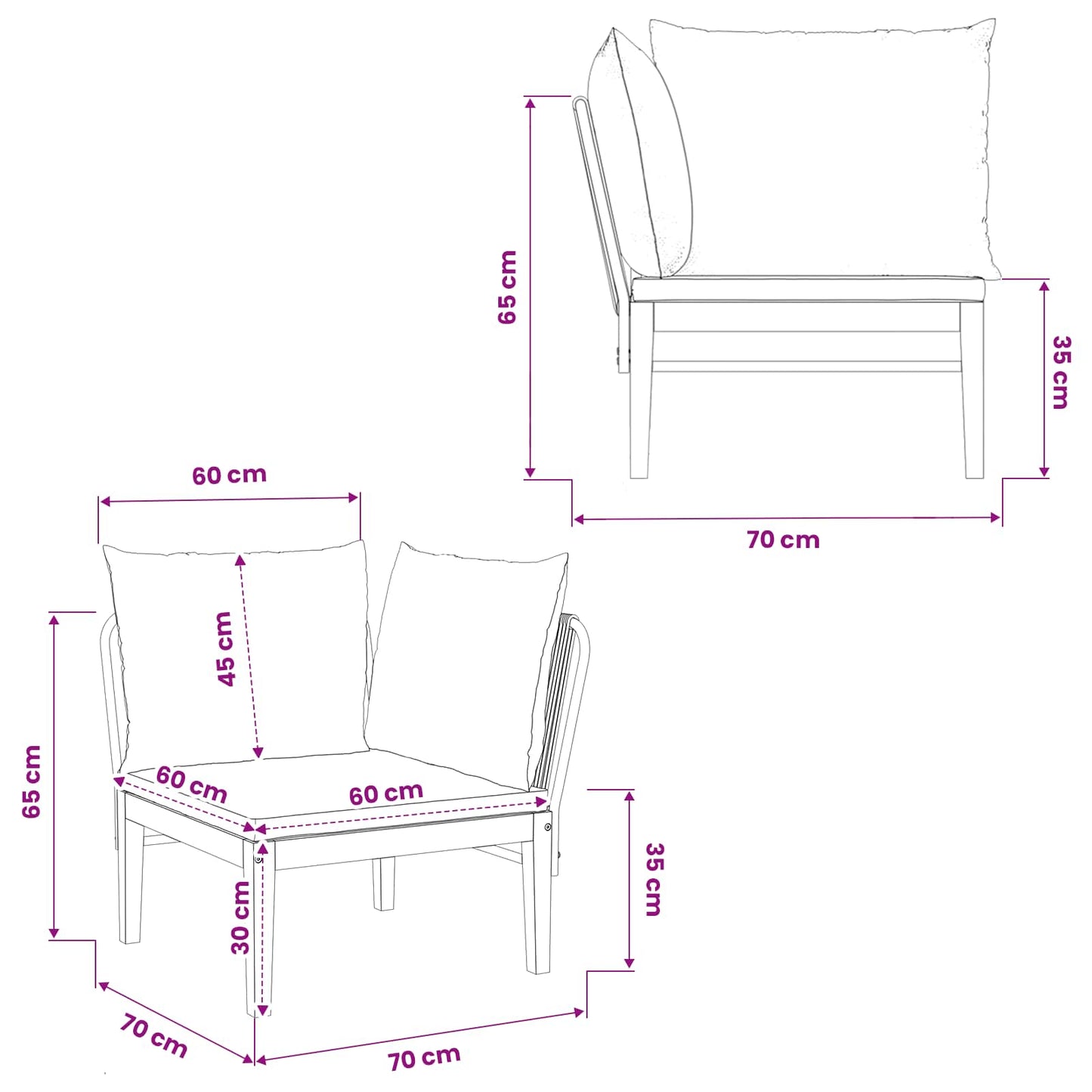 Garden Corner Sofa with Cushions Solid Acacia Wood & Rope