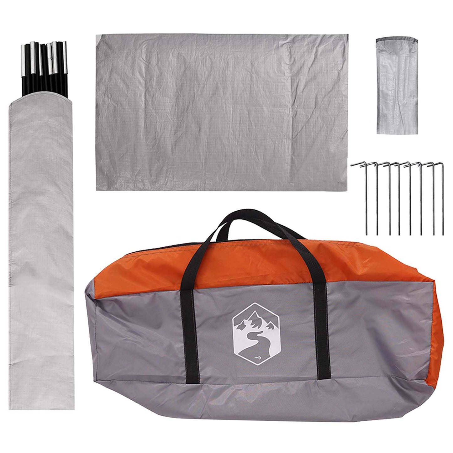 Camping Tent with Rainfly Water-resistant Dome Grey and Orange