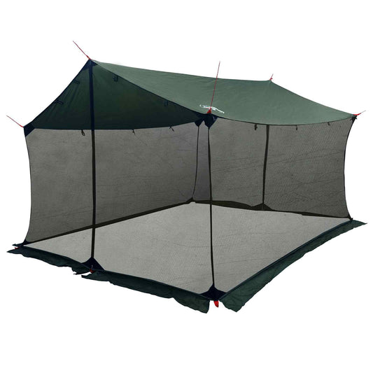 Camping Tarp with Mesh Walls 340 x 260 x 220 cm Army Green