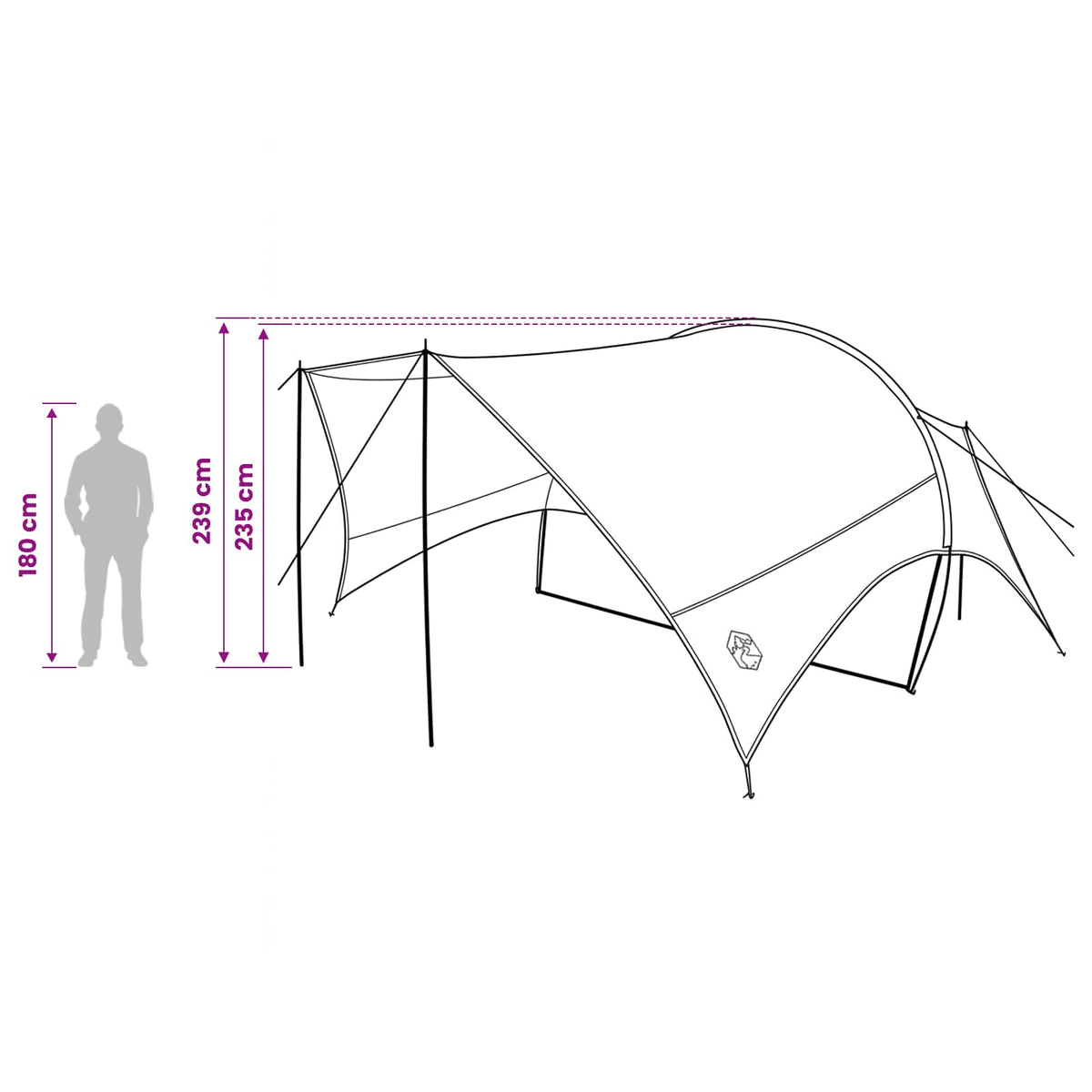 Camping Tarp Water-resistant Green 550 x 400 x 230 cm