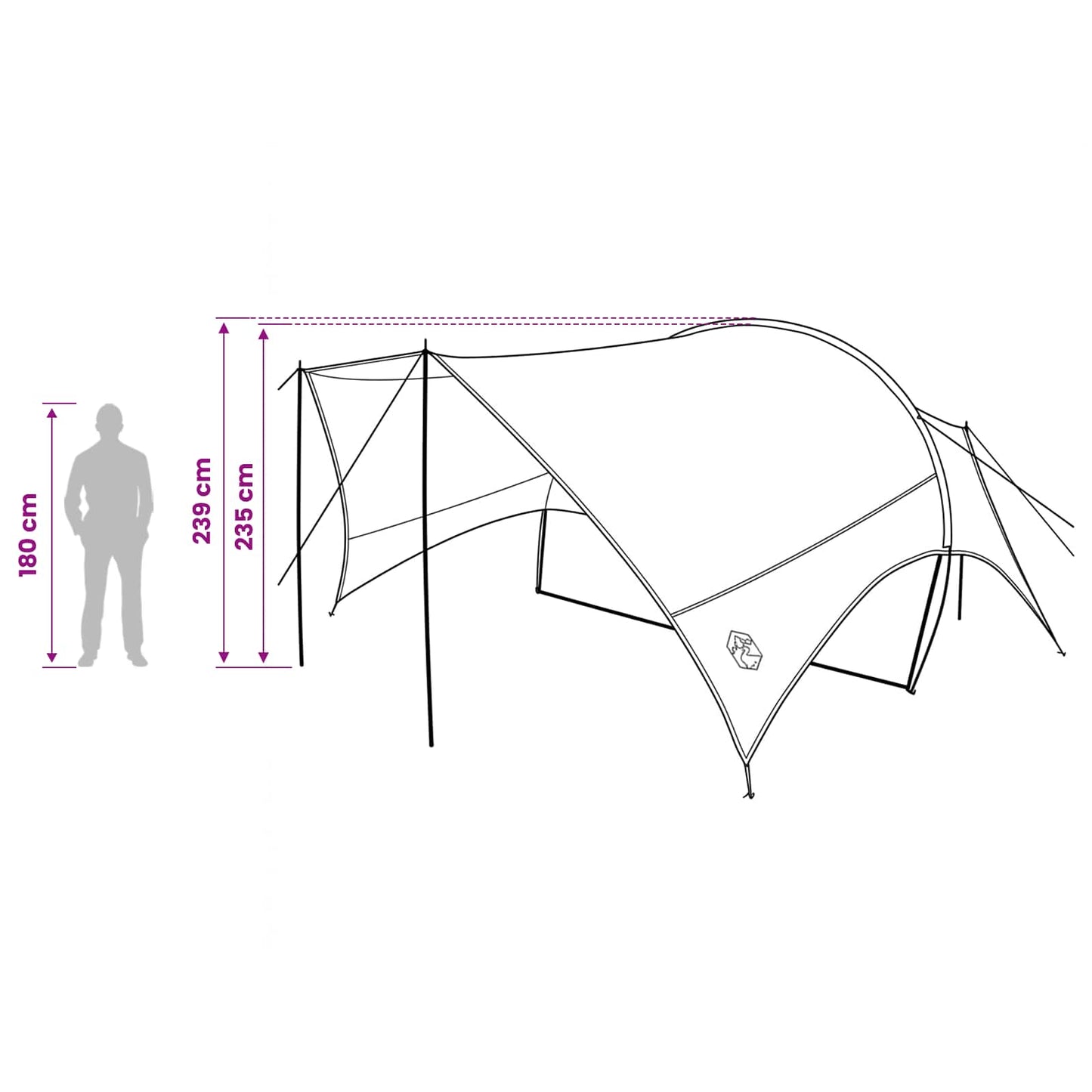 Camping Tarp Water-resistant Grey and Orange 550 x 400 x 230 cm