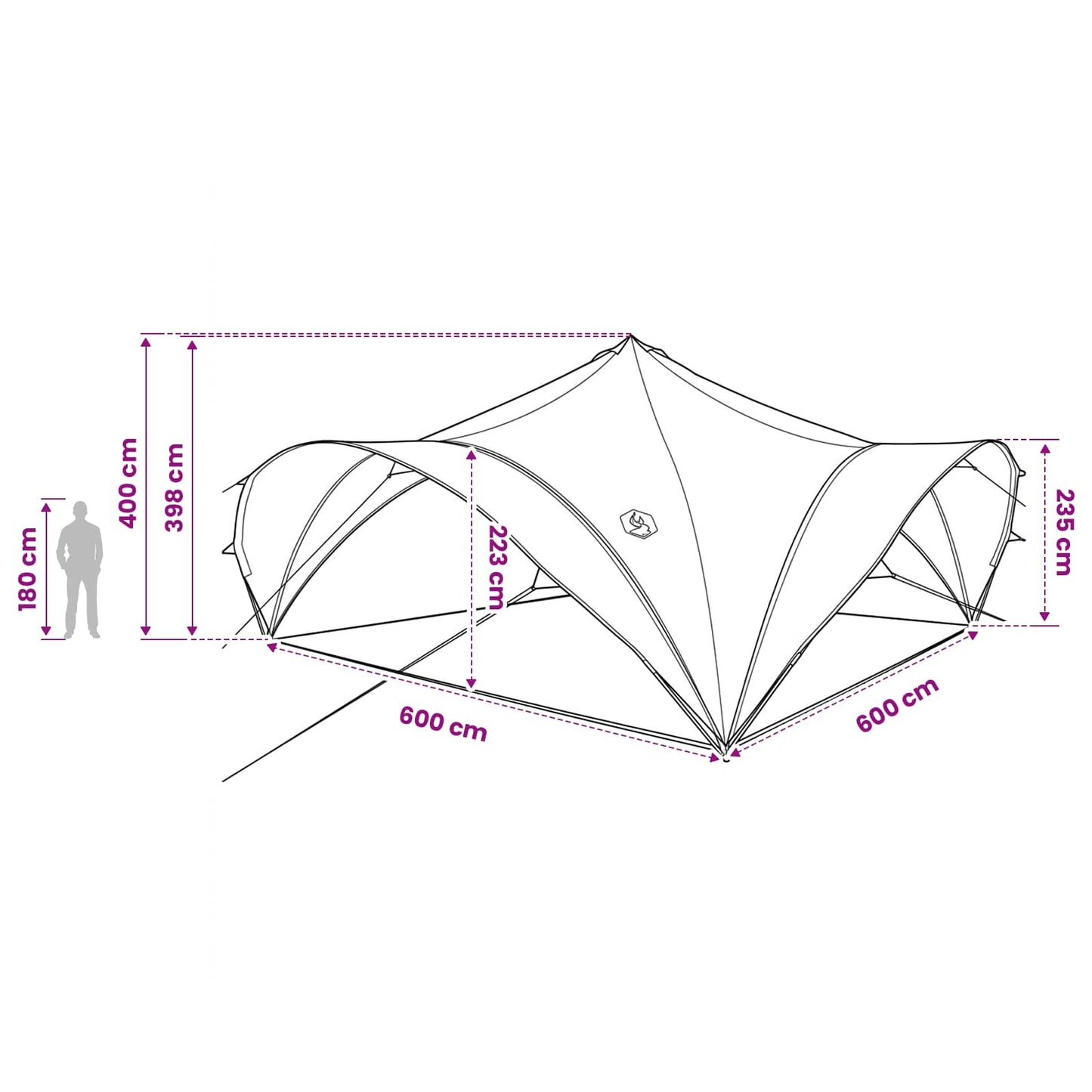 Party Tent Army green 600 x 600 x 400 cm Polyester and Steel