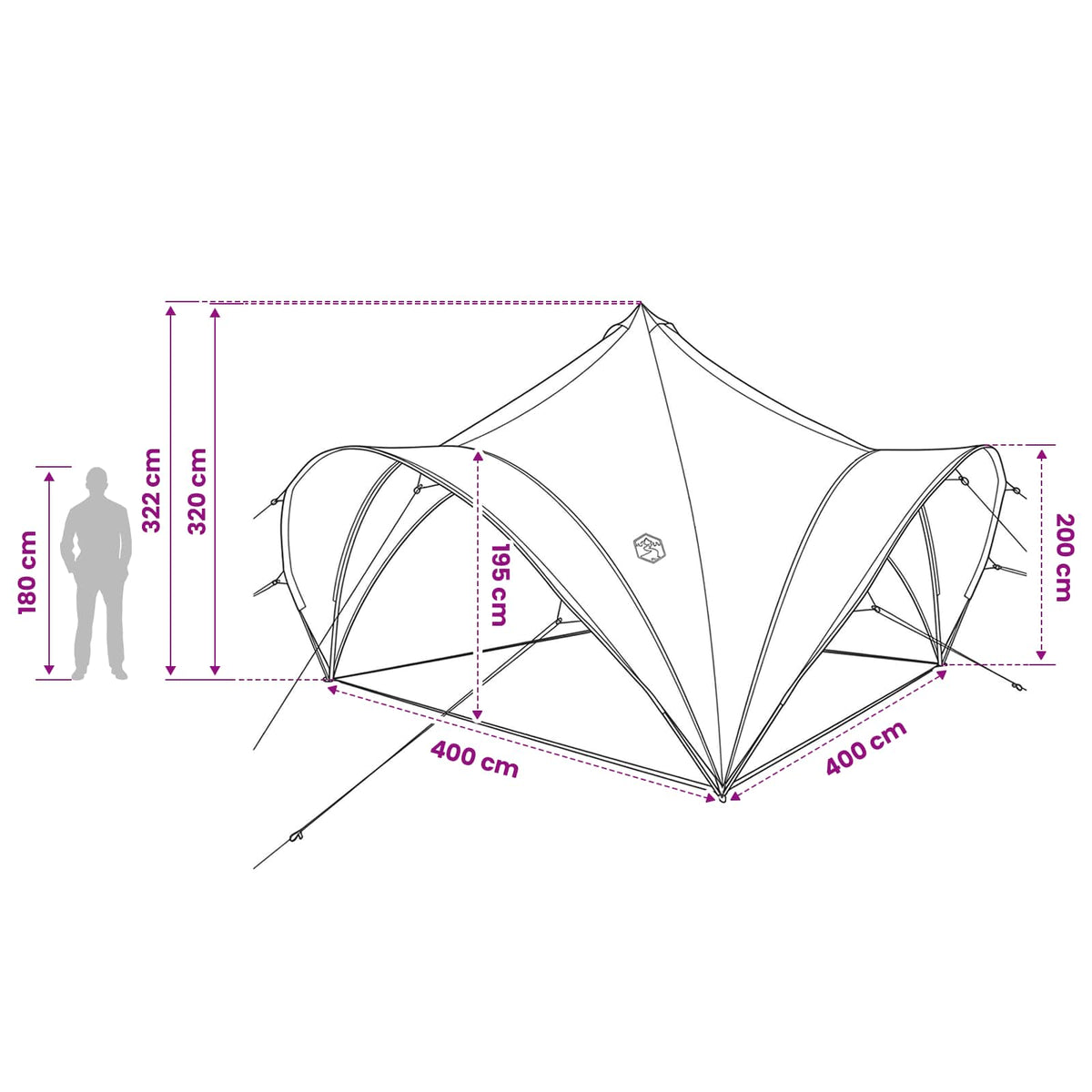 Party Tent with Roof Grey and Orange 400 x 400 x 320 cm