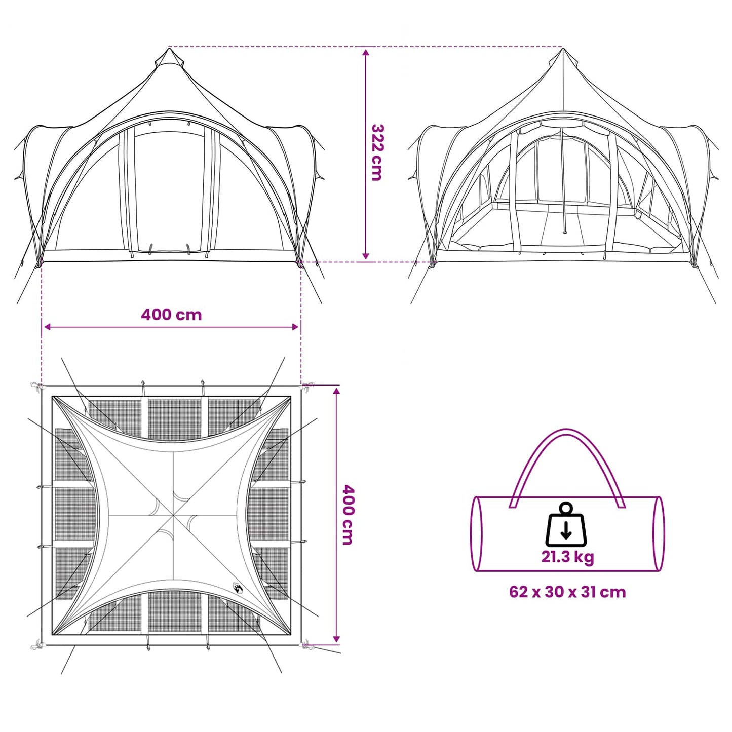 Tipi Tent with Roof Army green 6-Person Polyester and Steel