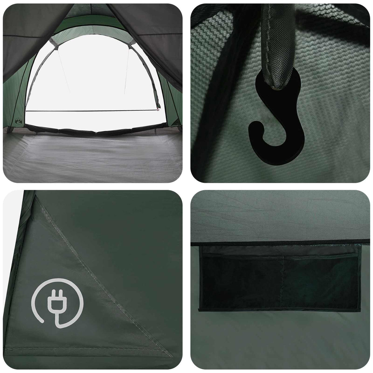 Tunnel Tent 370 x 275 x 210 cm Army Green Polyester and Steel