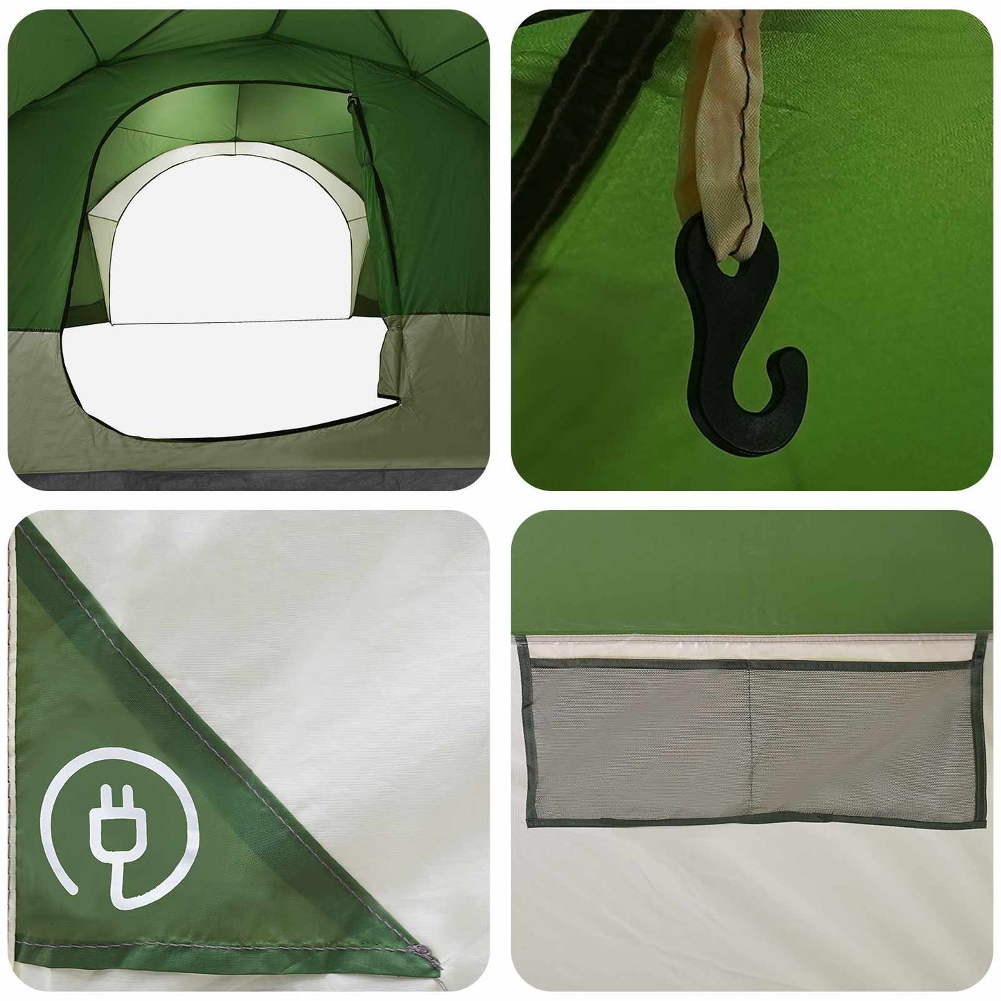 Side Tent Green 410 x 410 x 250 cm Polyester and Steel