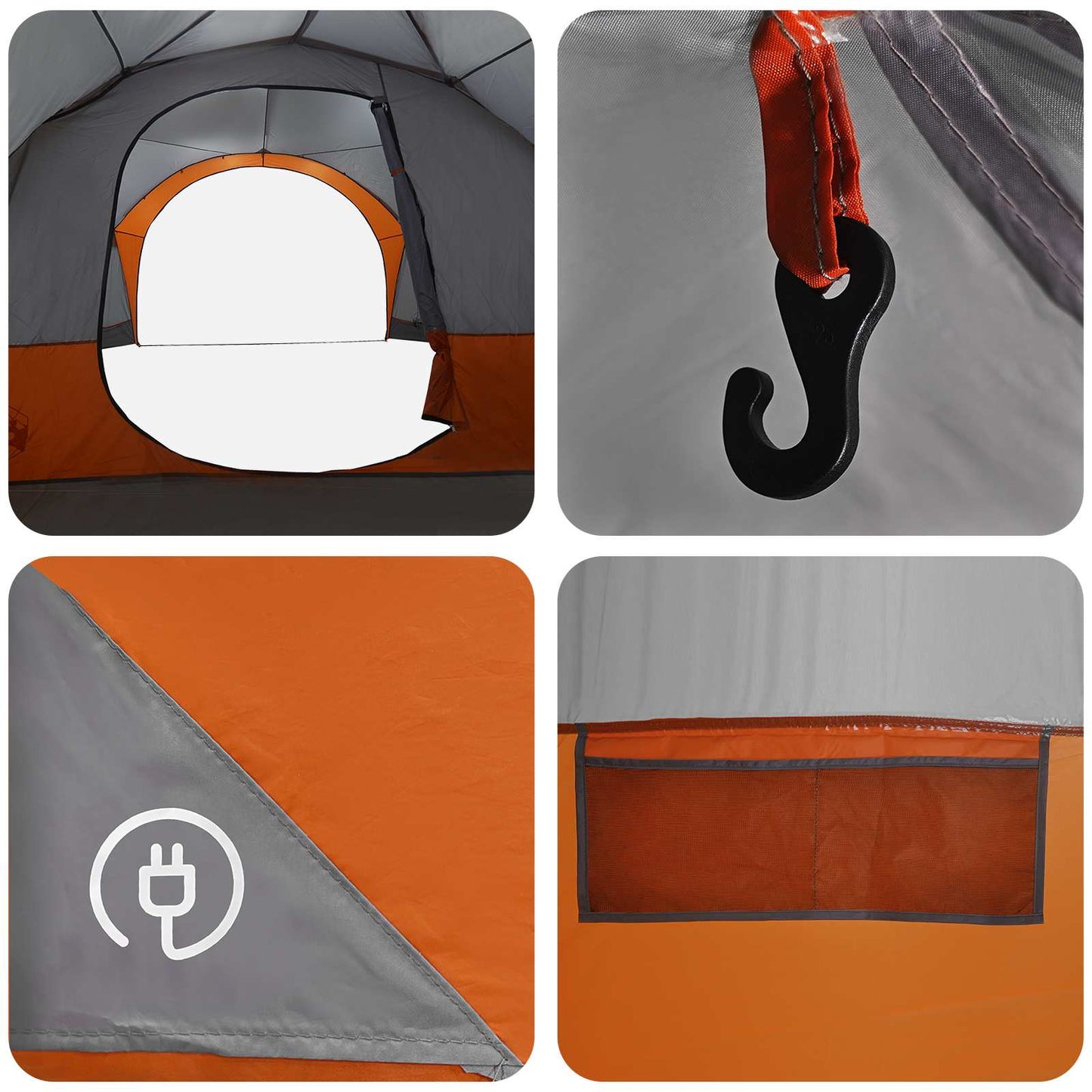 Side Tent with Roof Grey and Orange 410 x 410 x 250 cm