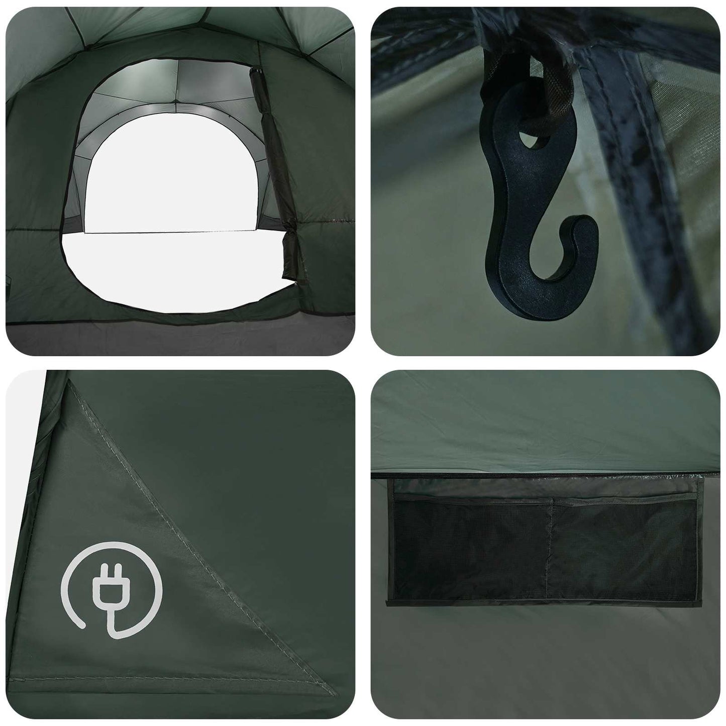 Side Tent Army Green 410 x 410 x 250 cm Polyester and Steel