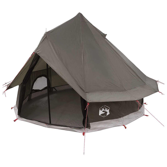 Tipi Tent 4-Person Brown Grey Polyester and Steel