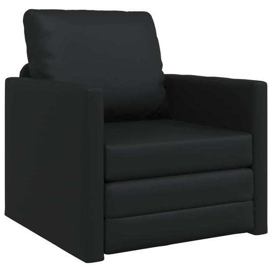 Folding Sofa Bed Black 74 x 77 x 81 cm Faux Leather