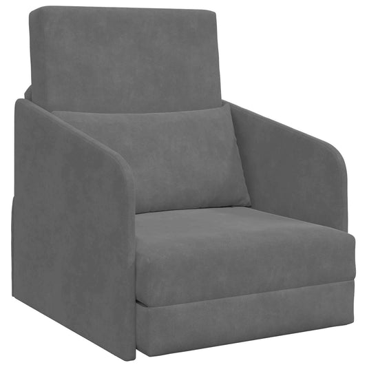 Folding Sofa Bed Dark Grey 65 x 80 x 83 cm Velvet