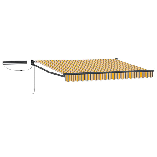 Solar Electric Awning 2.5 x 2 m Yellow Grey and White Stripe