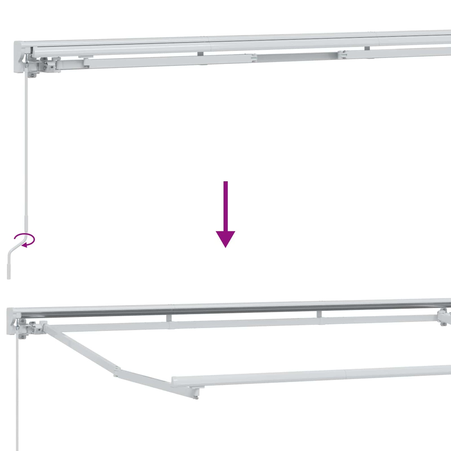Manual Awning Frame with LEDs Orange, Black and White 4 x 3.5 m