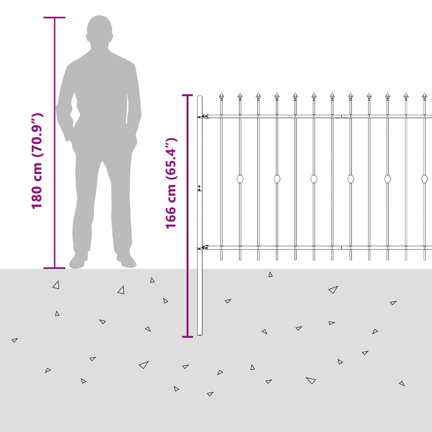 Spike Fence ASTEN 200 x 166 cm Powder-Coated Steel Black
