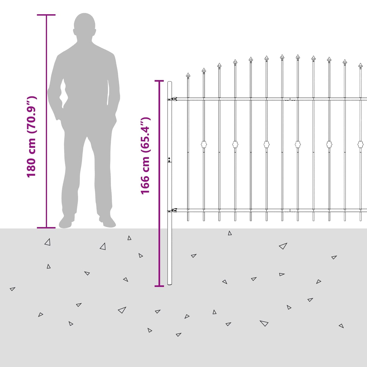 Spike Fence ASTEN 200 x 166 cm Powder-Coated Steel Black