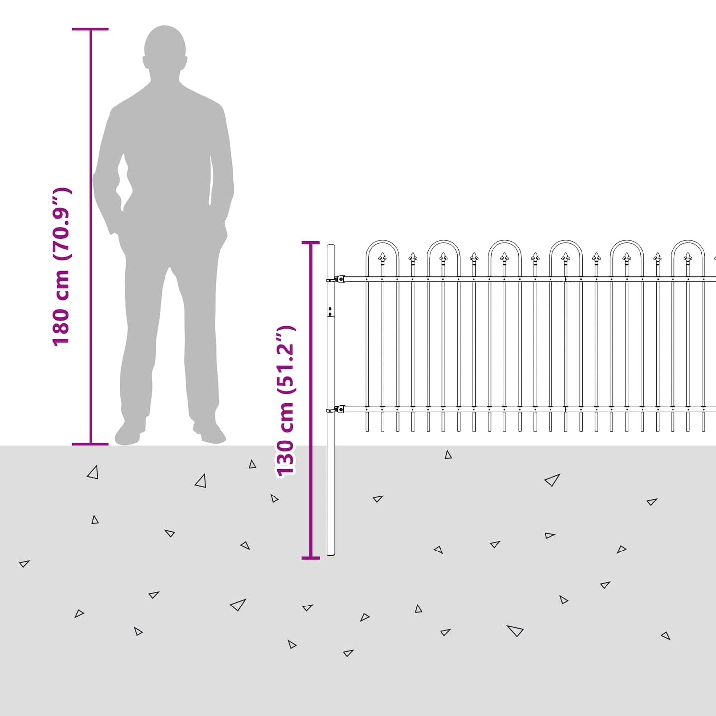 Spike Arch Fence DRONTEN 200 x 130 cm Powder-Coated Steel Black