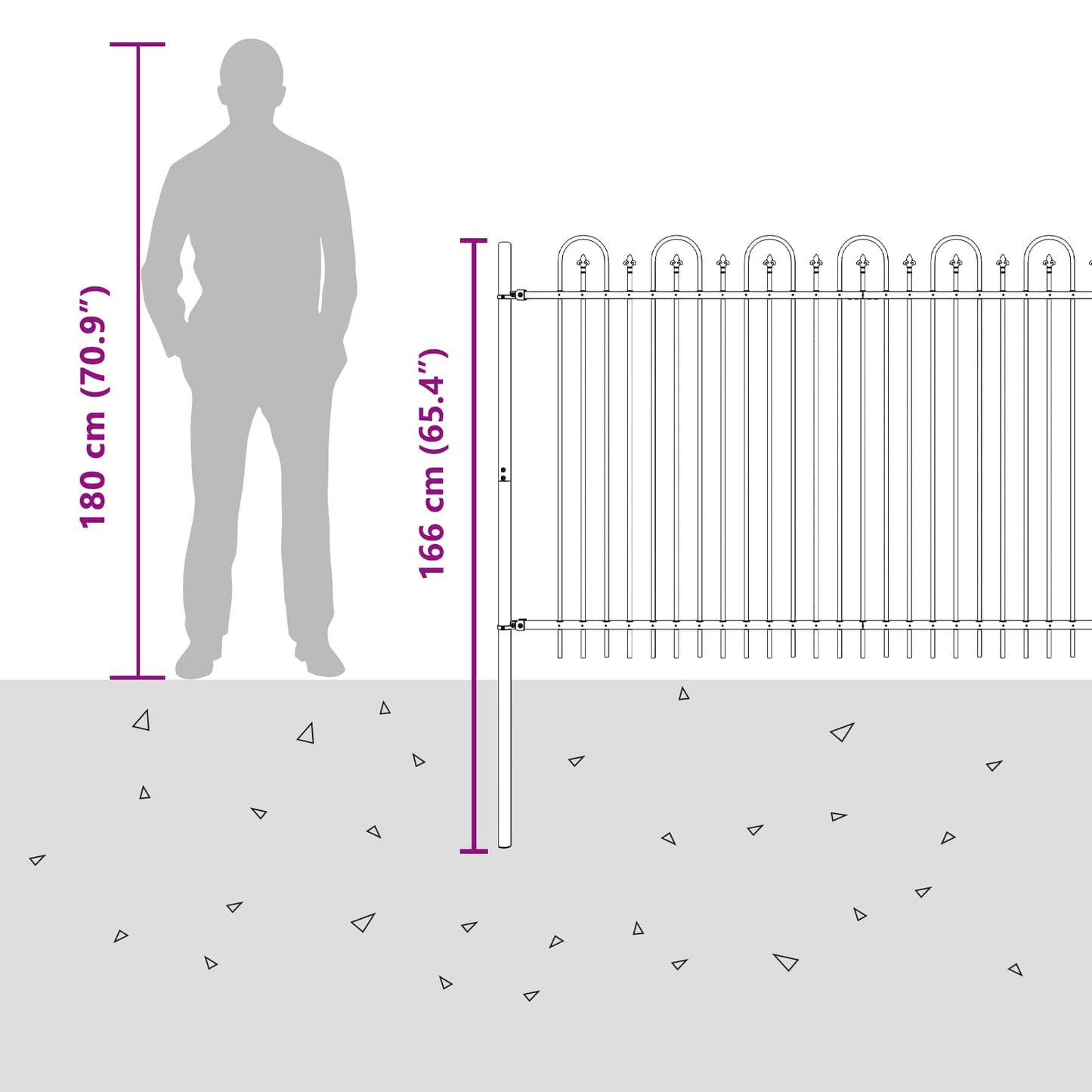 Spike Arch Fence DRONTEN 200 x 166 cm Powder-Coated Steel Black
