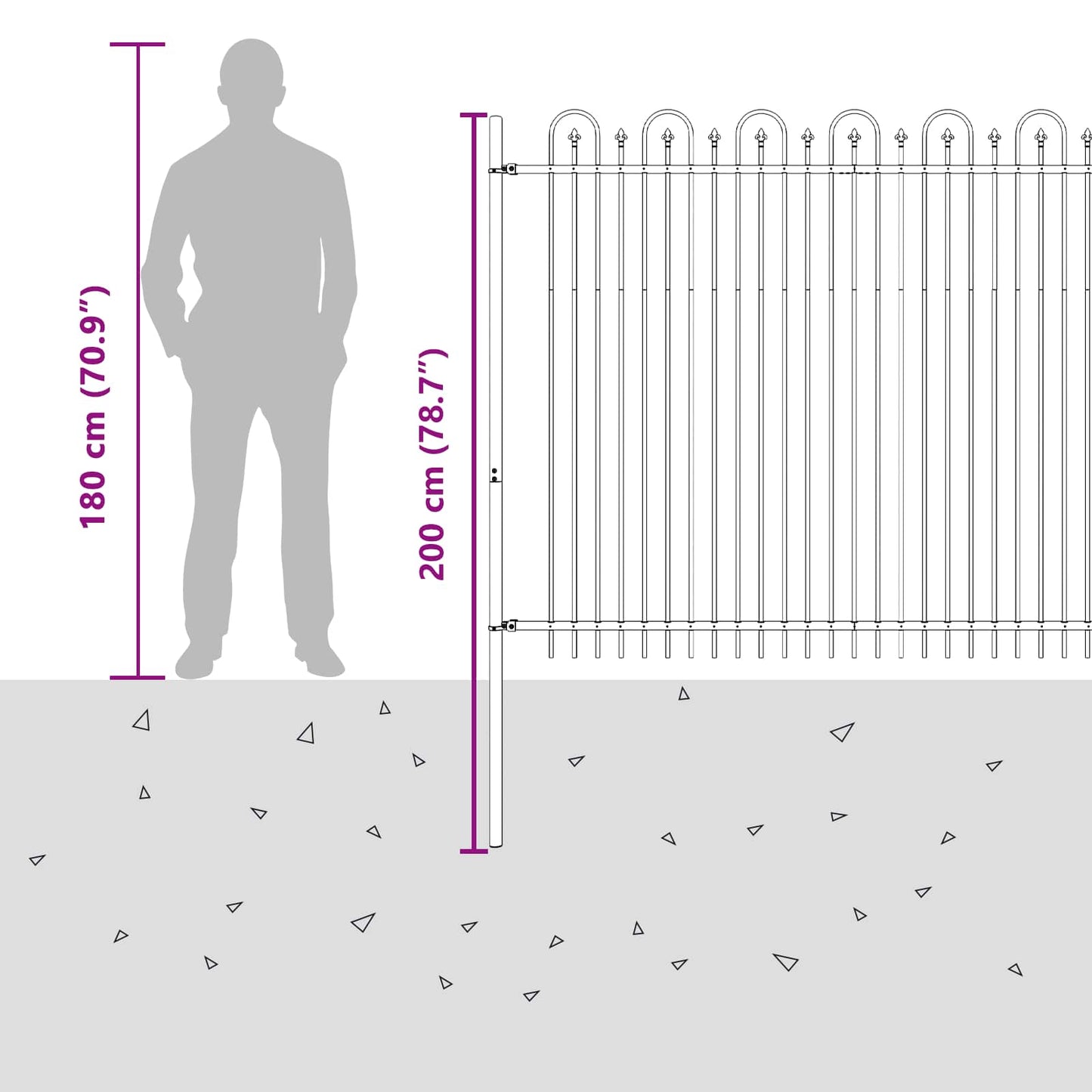Spike Arch Fence DRONTEN 200 x 200 cm Powder-Coated Steel Black