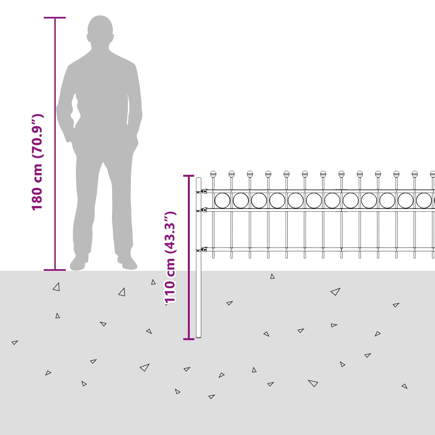 Ring Fence TILBURG 200 x 110 cm Powder-Coated Steel Black