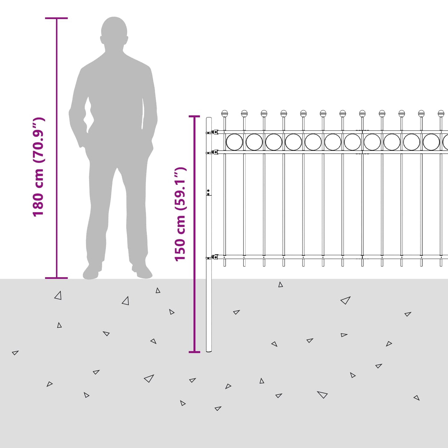 Ring Fence TILBURG 200 x 150 cm Powder-Coated Steel Black
