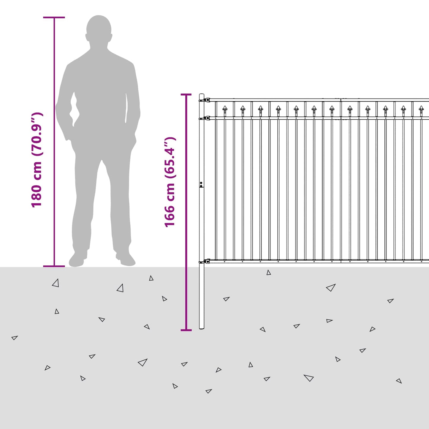 Spike Fence BAARLO 200 x 166 cm Powder-Coated Steel Black