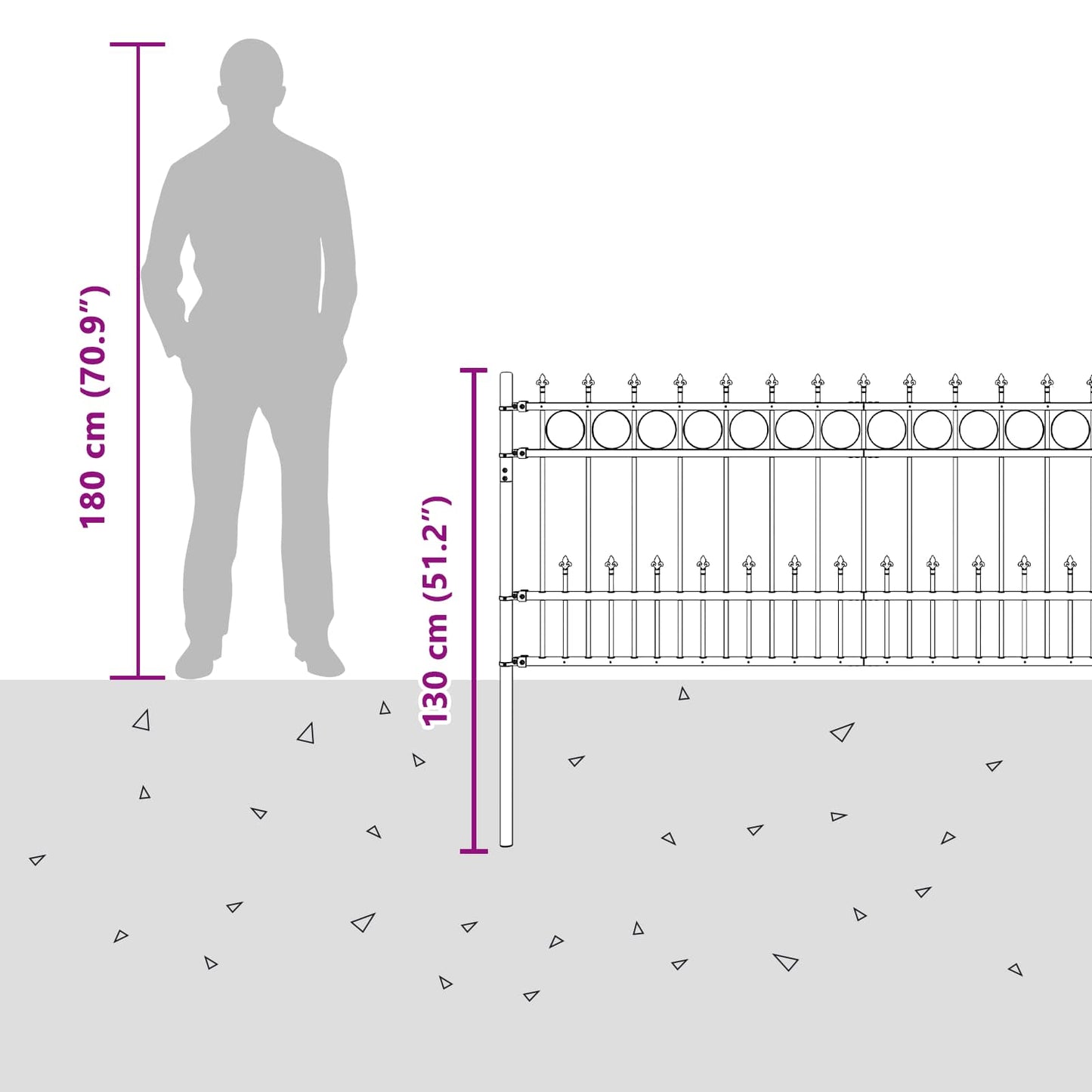 Spike Ring Fence HORST 200 x 130 cm Powder-Coated Steel Black