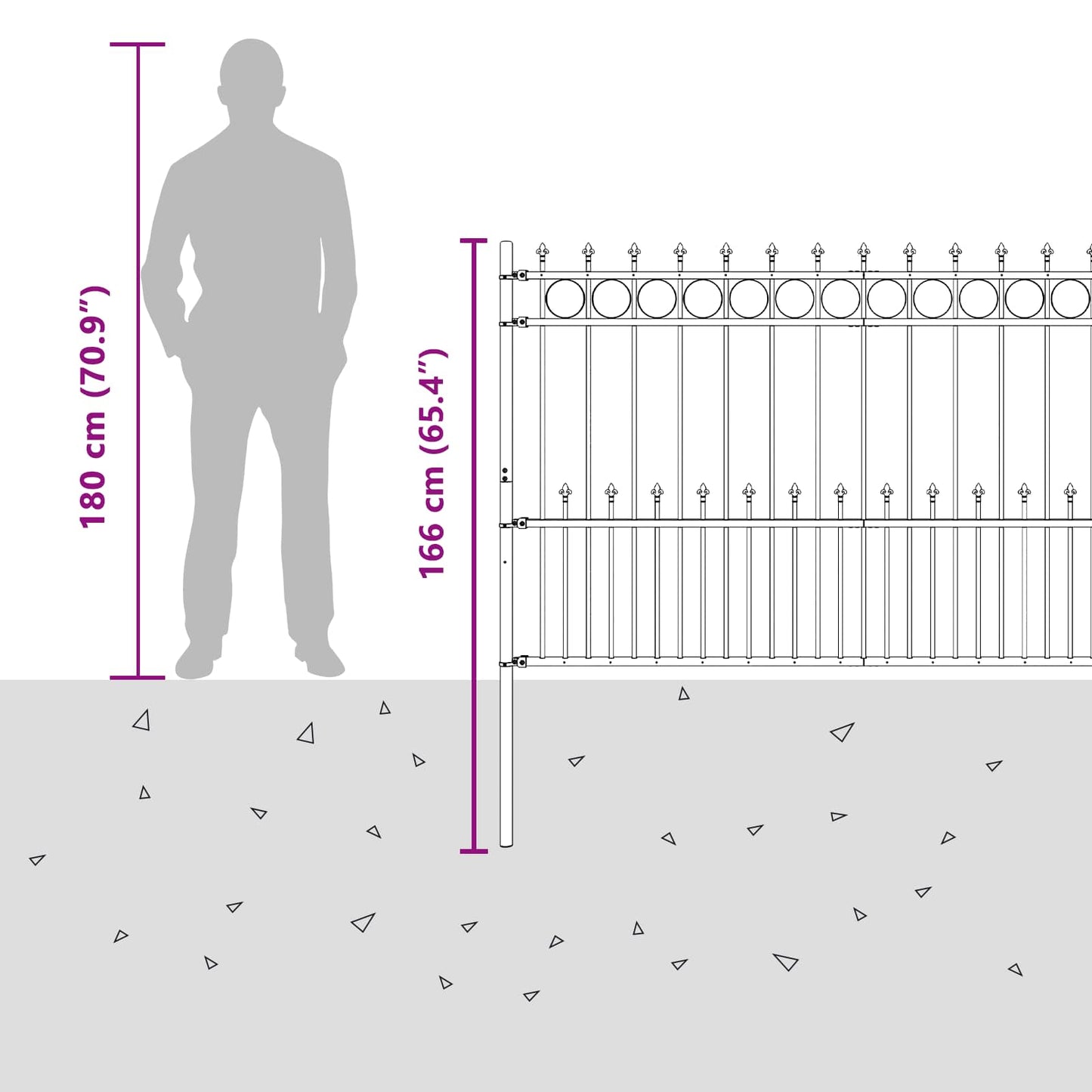Spike Ring Fence HORST 200 x 166 cm Powder-Coated Steel Black