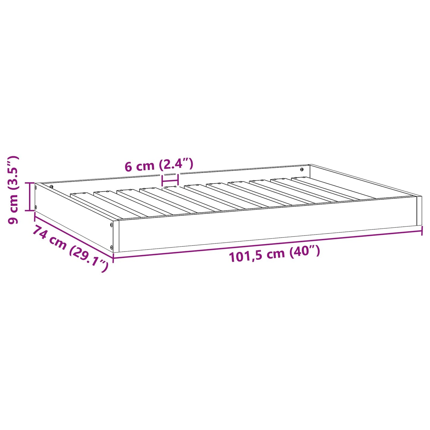 Dog Bed 101.5 x 74 x 9 cm Solid Pine Wood