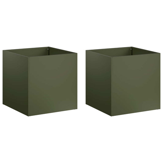 Garden Planter 2 pcs Olive Green 25 x 25 x 25 cm