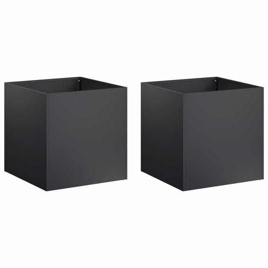 Garden Planter 2 pcs Black 45 x 45 x 45 cm Cold-rolled Steel