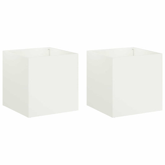 Garden Planter 2 pcs White 45 x 45 x 45 cm Cold-rolled Steel