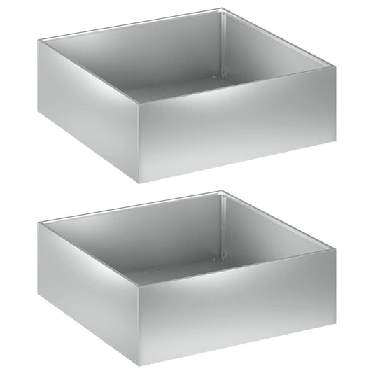 Garden Planter 2 pcs Silver 60 x 60 x 20 cm Galvanised Steel