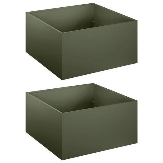 Garden Planter 2 pcs Olive Green 60 x 60 x 30 cm