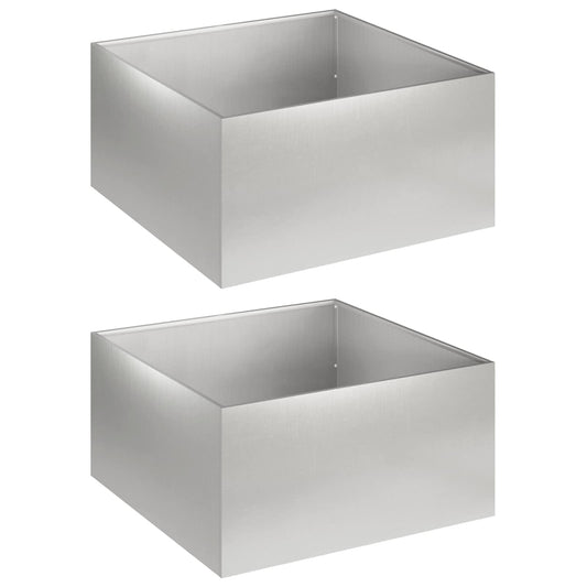 Garden Planter 2 pcs Silver 60 x 60 x 30 cm Stainless Steel