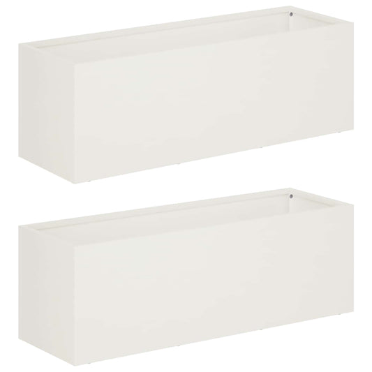 Garden Planter 2 pcs White 40 x 20 x 20 cm Cold-rolled Steel