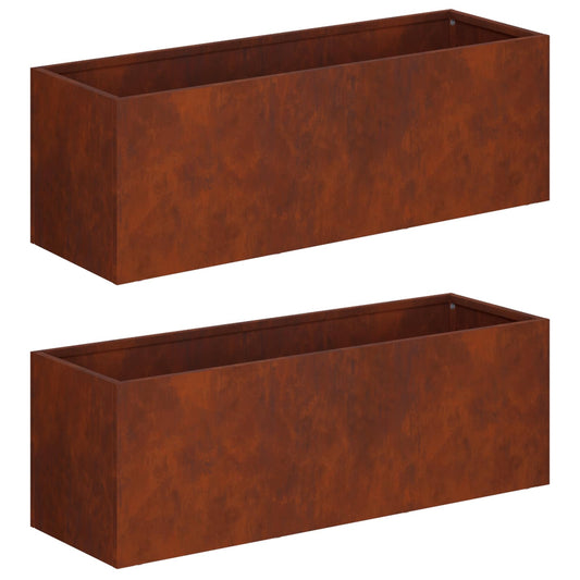 Garden Planter 2 pcs Rusty 40 x 20 x 20 cm Weathering Steel