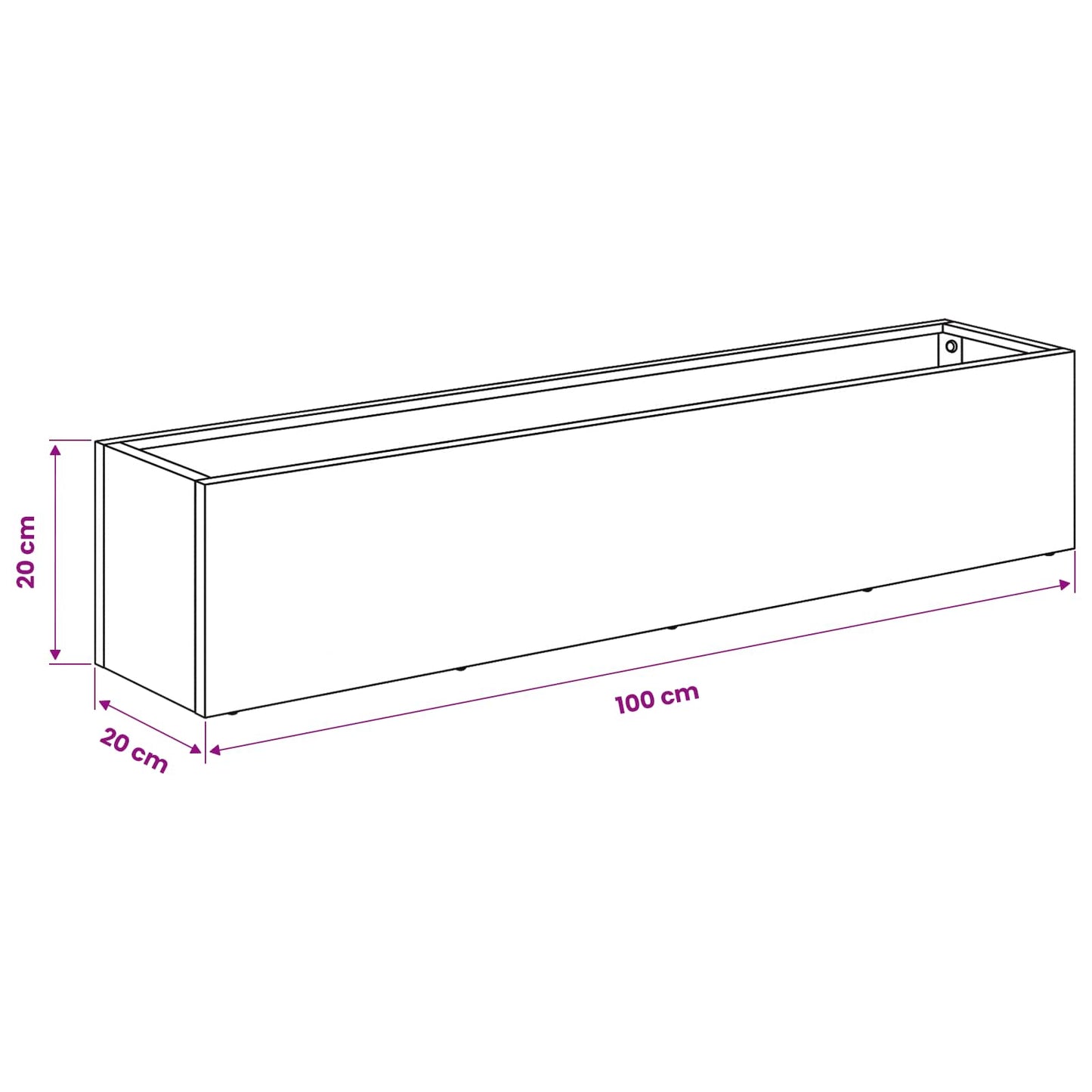 Garden Planter 2 pcs Black 100 x 20 x 20 cm Cold-rolled Steel