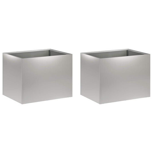 Garden Planter 2 pcs Silver 40 x 30 x 30 cm Galvanised Steel