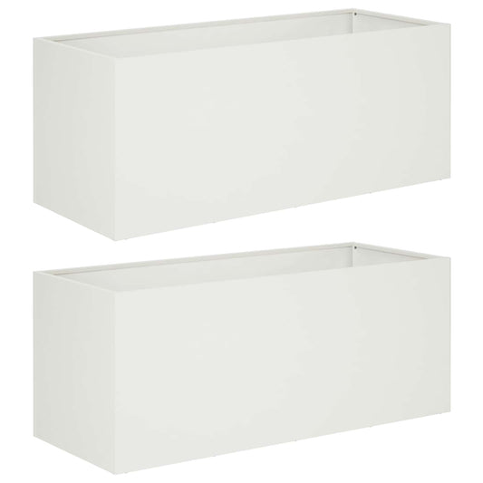 Garden Planter 2 pcs White 80 x 40 x 40 cm Cold-rolled Steel