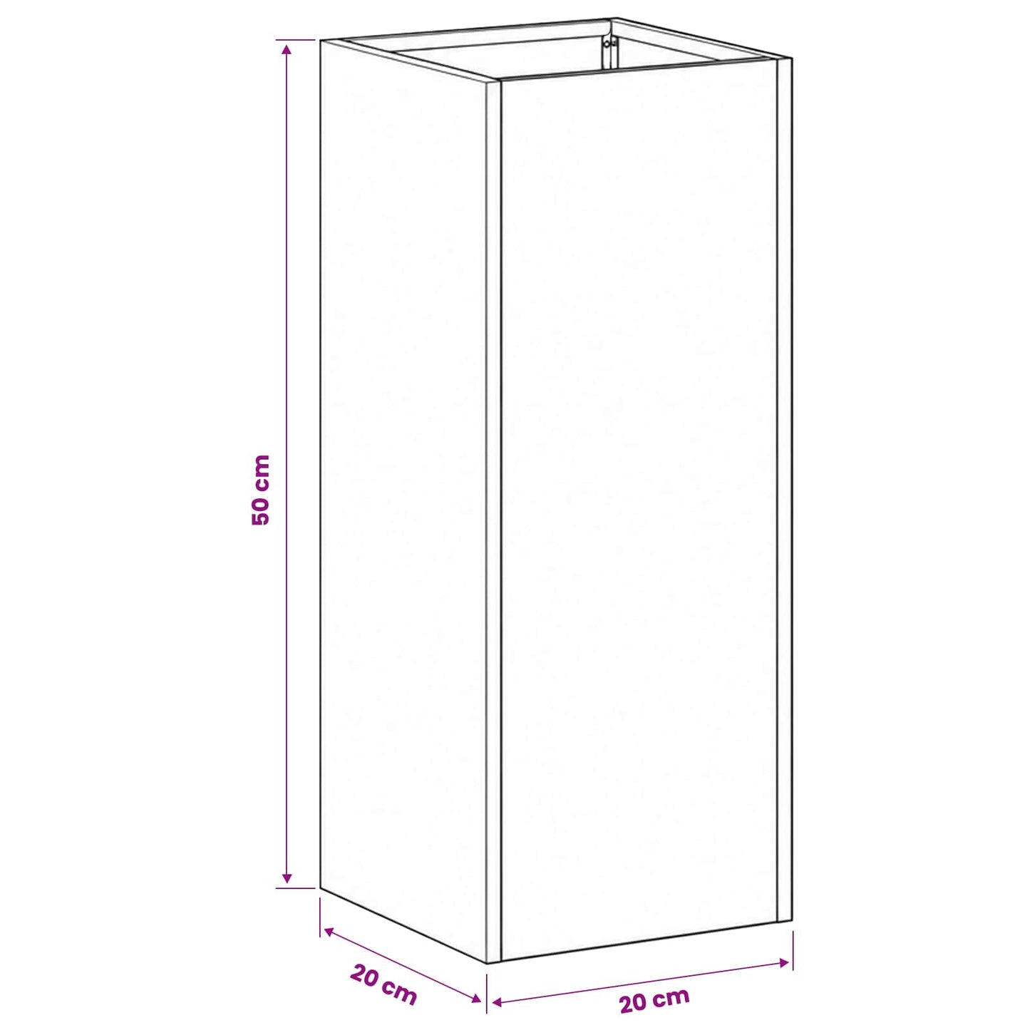 Garden Planter 2 pcs Silver 20 x 20 x 50 cm Galvanised Steel