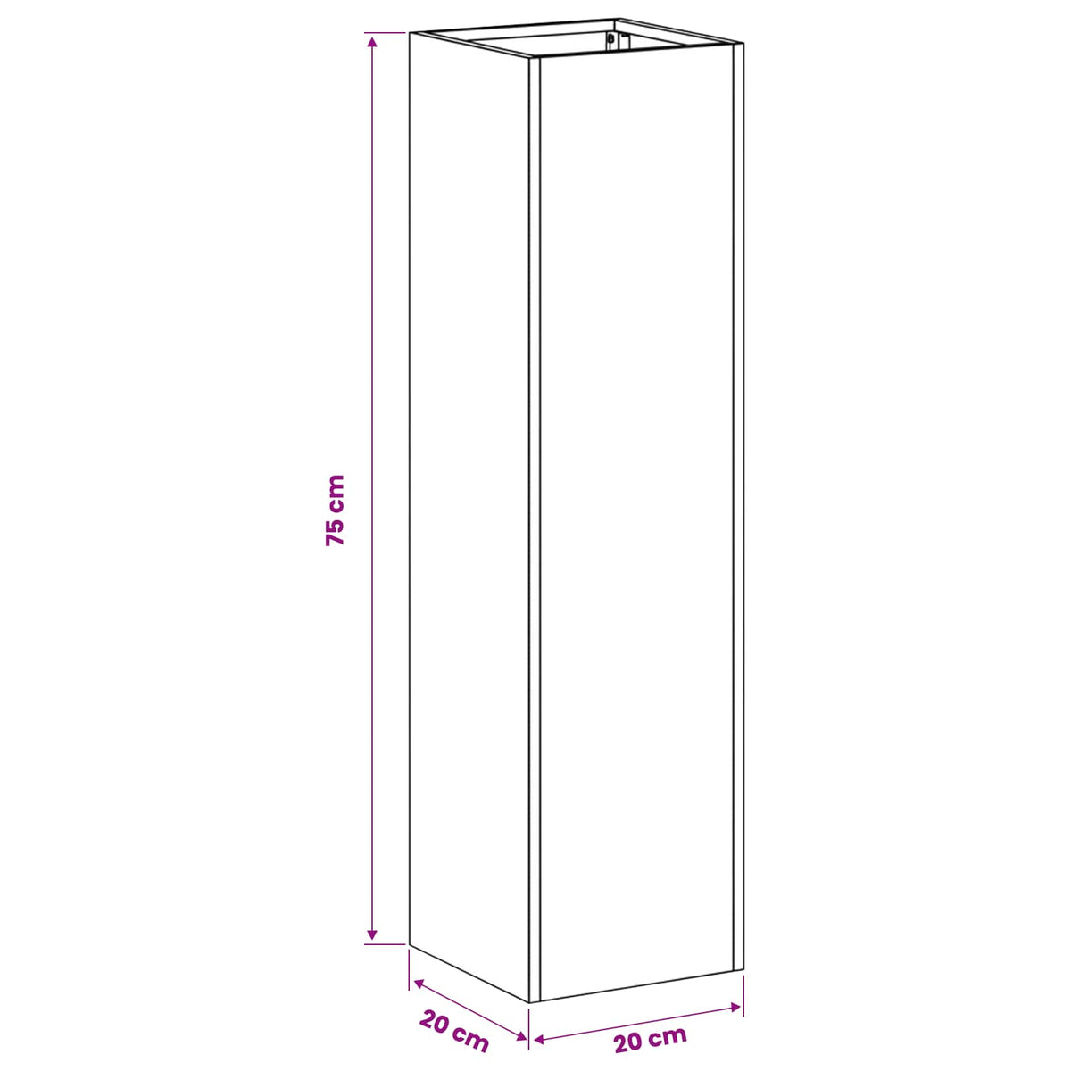 Garden Planter 2 pcs Silver 20 x 20 x 75 cm Stainless Steel