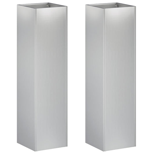 Garden Planter 2 pcs Silver 20 x 20 x 75 cm Galvanised Steel