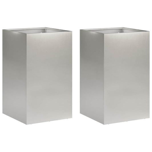 Garden Planter 2 pcs Silver 30 x 30 x 40 cm Stainless Steel