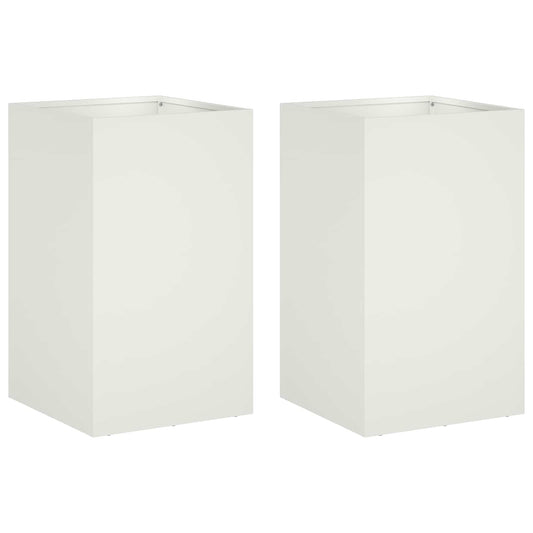 Garden Planter 2 pcs White 40 x 40 x 50 cm Cold-rolled Steel