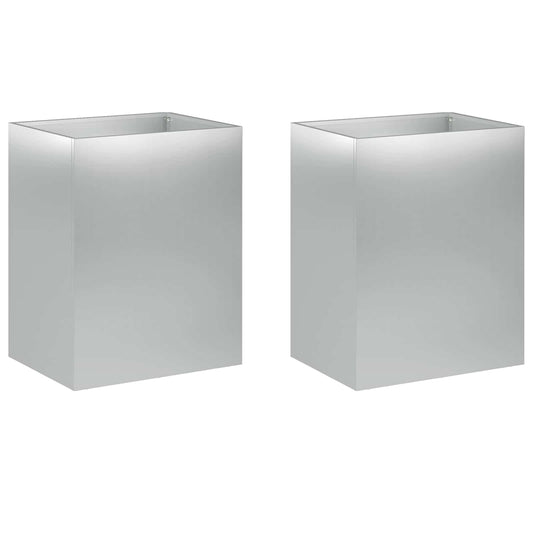 Garden Planter 2 pcs Silver 40 x 30 x 40 cm Galvanised Steel