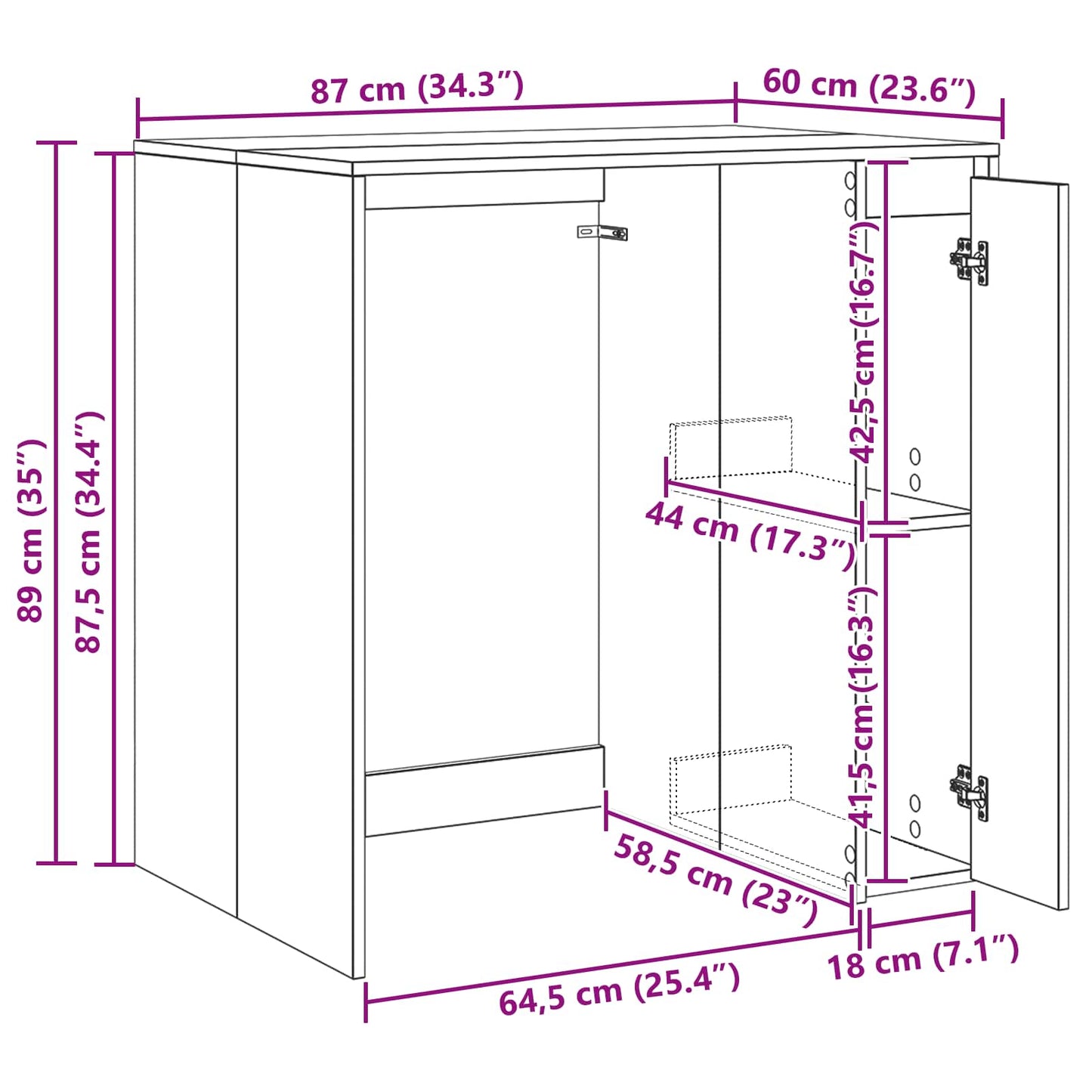Wash Machine Cabinet Sonoma 87 x 60 x 89 cm Engineered wood